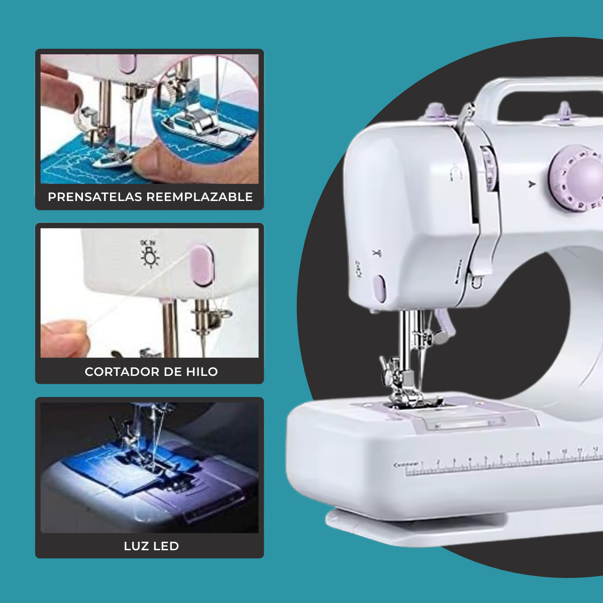 Máquina de Coser Mini SEW-MINI con Pedal, Luz y Retroceso 110V/220V - Imagen 6