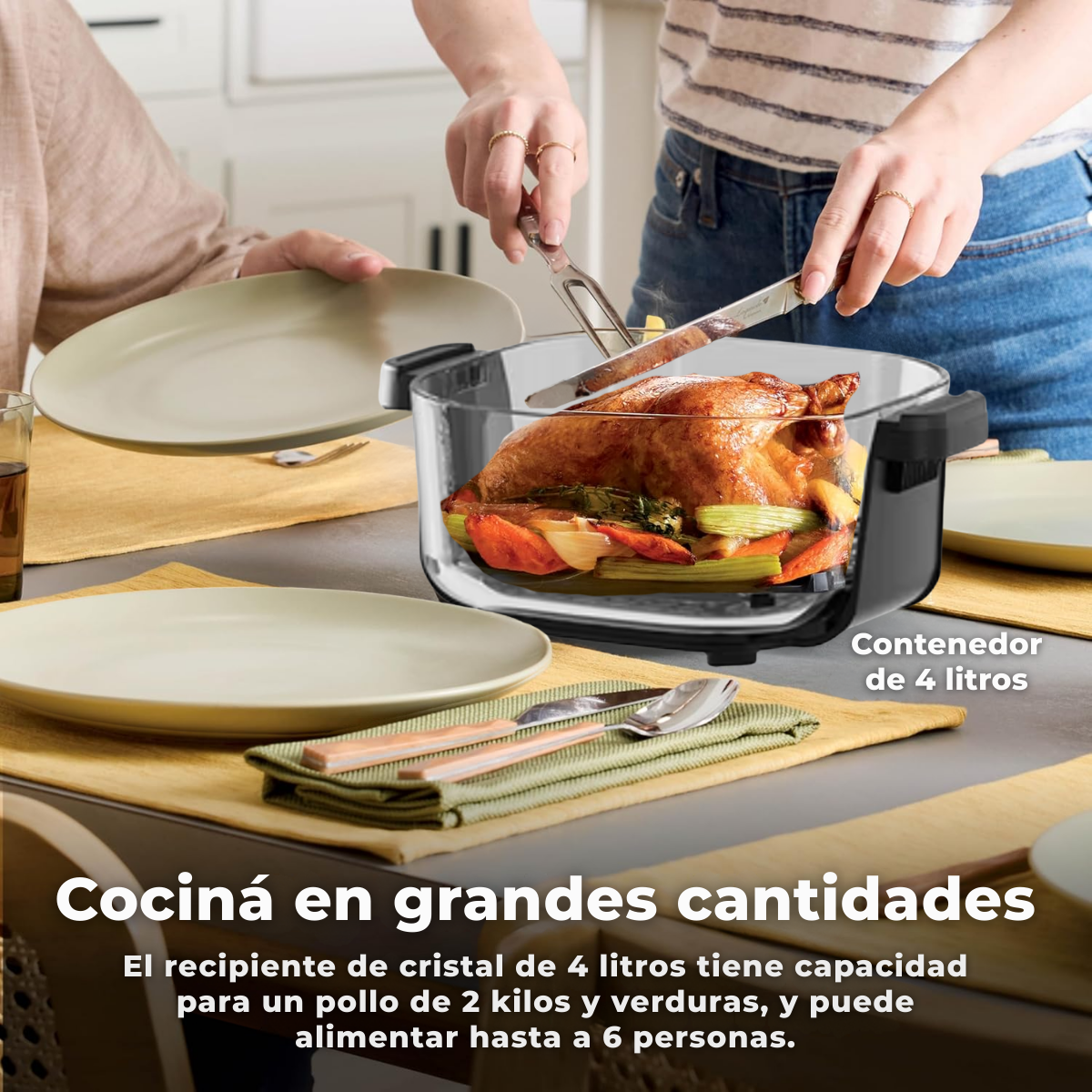 Airfryer Crispi Display Color Programable 4L + 1,5L Vidrio Templado 1500W - Imagen 5