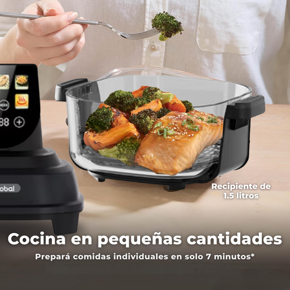 Airfryer Crispi Display Color Programable 4L + 1,5L Vidrio Templado 1500W - Imagen 6
