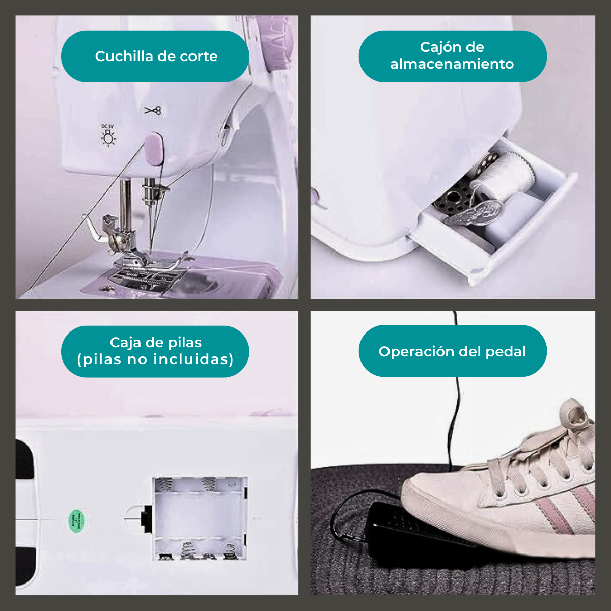 Máquina de Coser Mini SEW-MINI con Pedal, Luz y Retroceso 110V/220V - Imagen 8