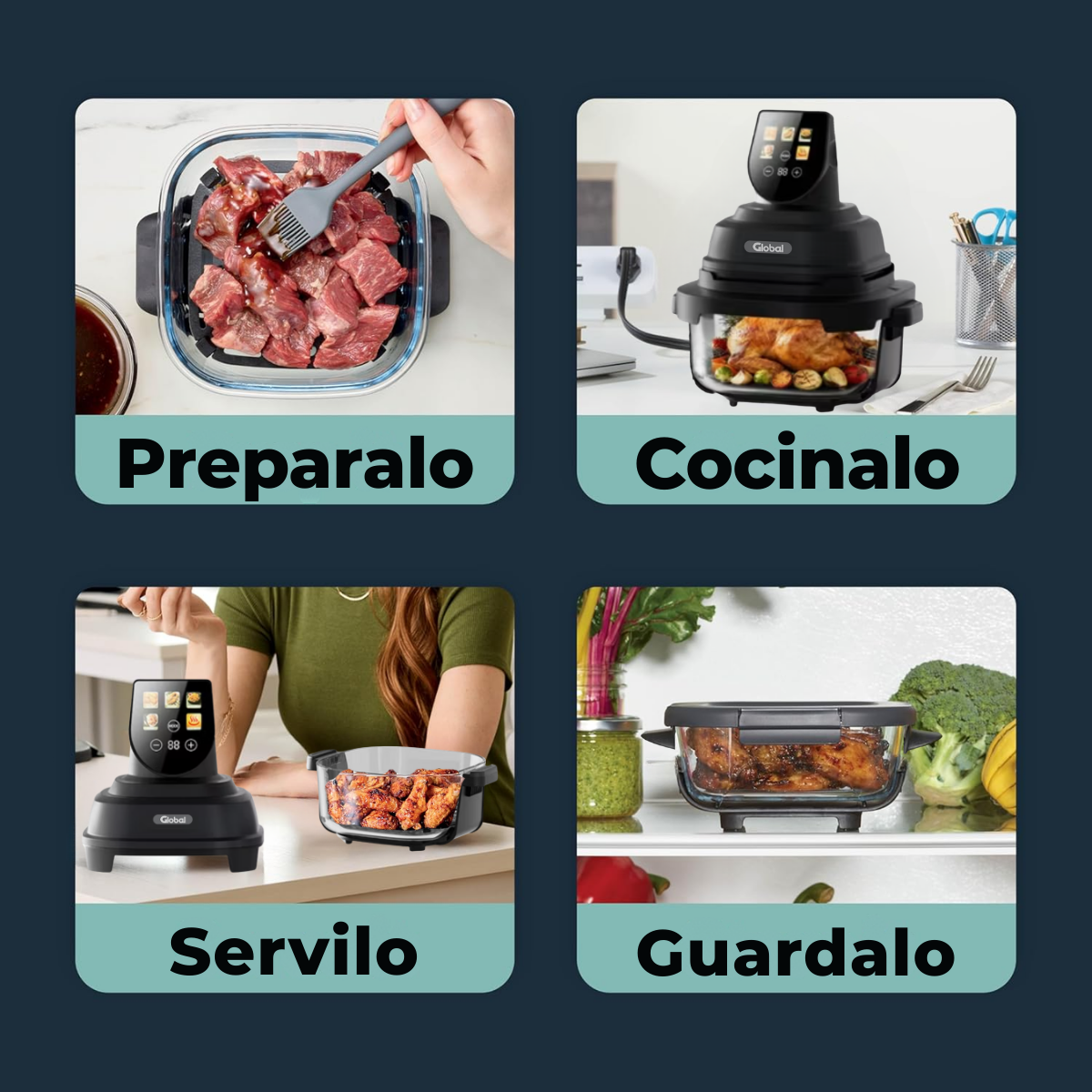 Airfryer Crispi Display Color Programable 4L + 1,5L Vidrio Templado 1500W - Imagen 7