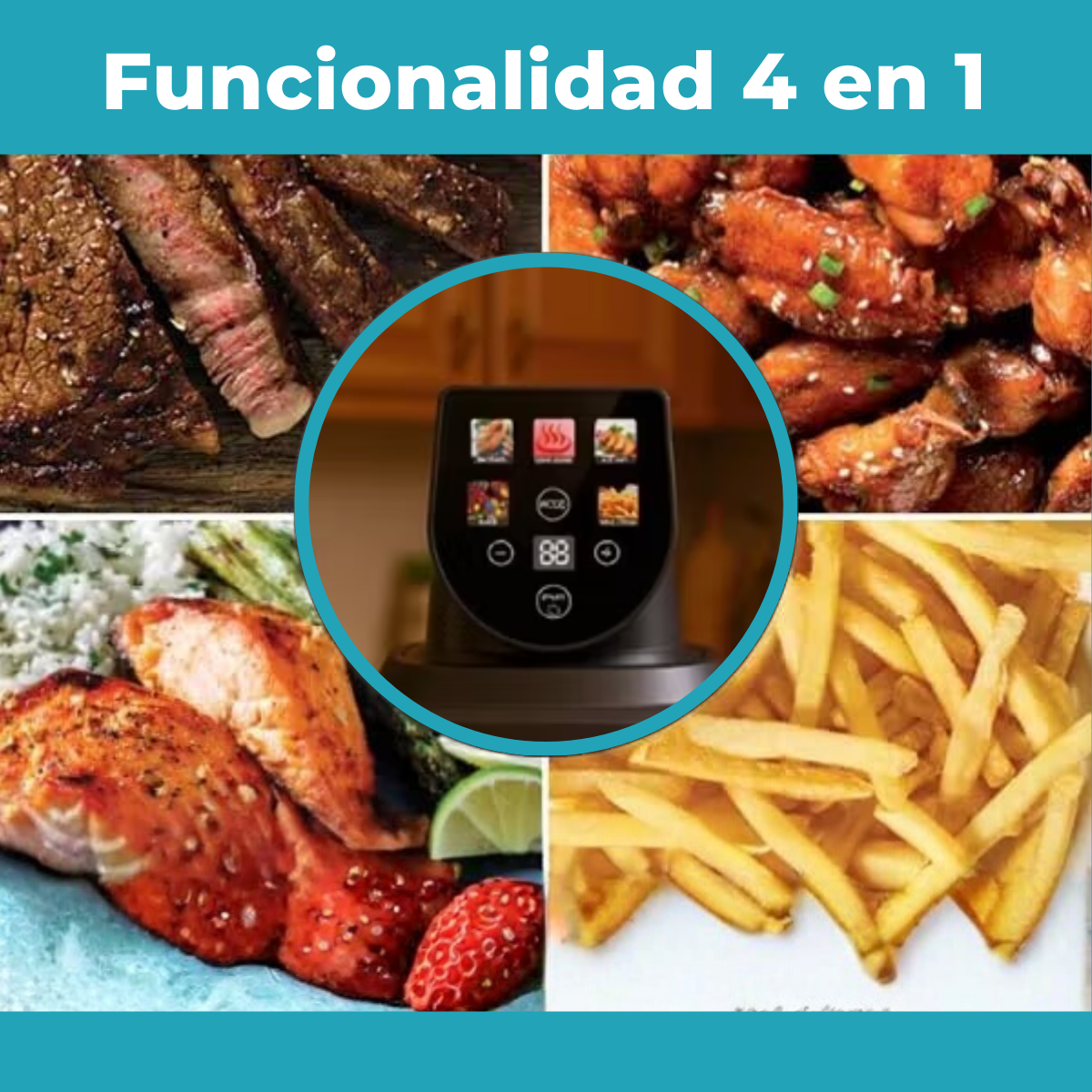 Airfryer Crispi Display Color Programable 4L + 1,5L Vidrio Templado 1500W - Imagen 8
